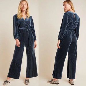 Ali & Jay Anthropologie Blue Samantha Velvet Jumpsuit XS